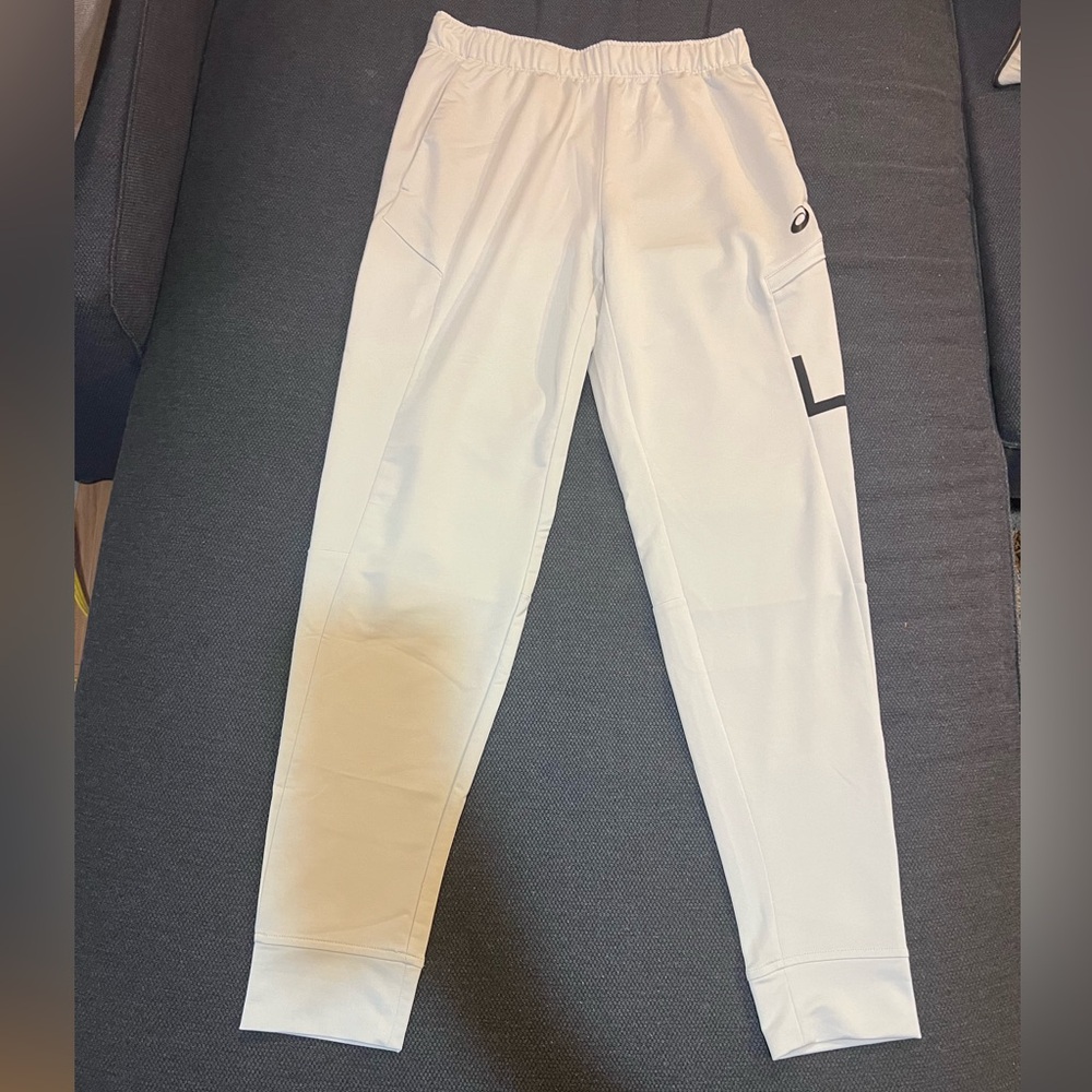 ASICS white athletic jogger pants in size Small